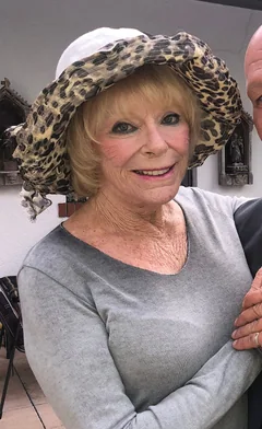 Elke Sommer smiling in a broad patterned hat in an archive portrait photographed on 24 August 2018.