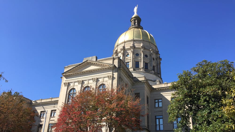 The gold dome and exterior of the Georgia State Capitol in Atlanta in November 2019.